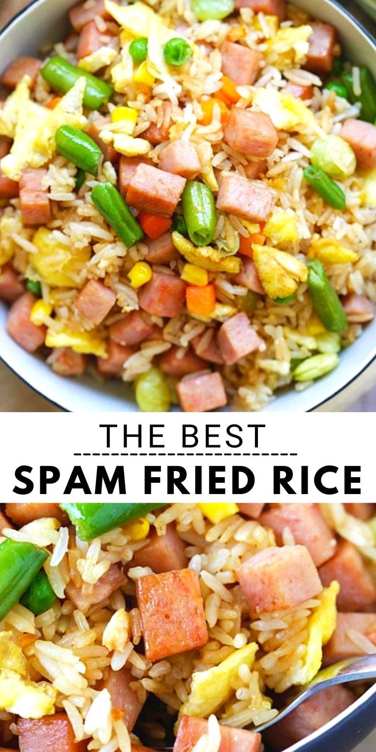 the best spam fried rice recipe is made with ham, green beans and rice