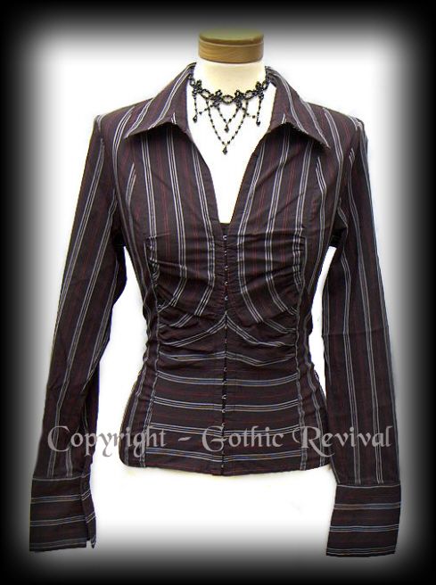 Red Black Pinstripe Governess shirt Shirt Upcycle, Upcycle Shirt, Cosplay Dress, Goth Outfits, Wardrobe Style, Best Jeans, Business Outfits, Sewing Inspiration, Jacket Style