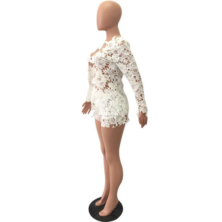 Nightclub Lace Long-sleeved Pants Suit Spring Night Out Long Sleeve Sets, Spring Long Sleeve Jumpsuits And Rompers For Night Out, Spring Long Sleeve Sets For Night Out, Long Sleeve Sets For Spring Night Out, Long Sleeve Stretch Jumpsuits And Rompers For Going Out, Stretch Long Sleeve Jumpsuits And Rompers For Going Out, Long Sleeve Sets For Club And Spring Season, White Long Sleeve Jumpsuits For Night Out, Pants Suit