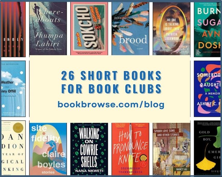 many books are shown with the words 25 short books for book clubs