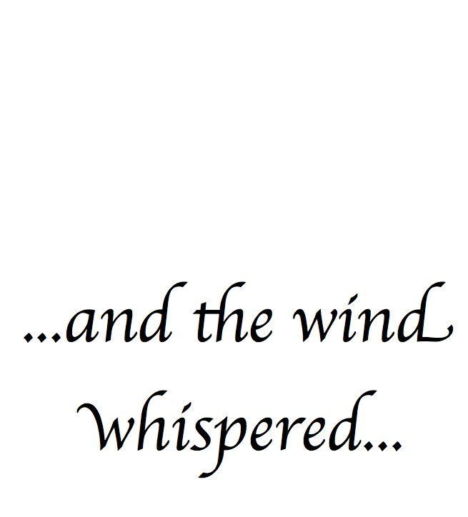 a black and white photo with the words and the wind whispered