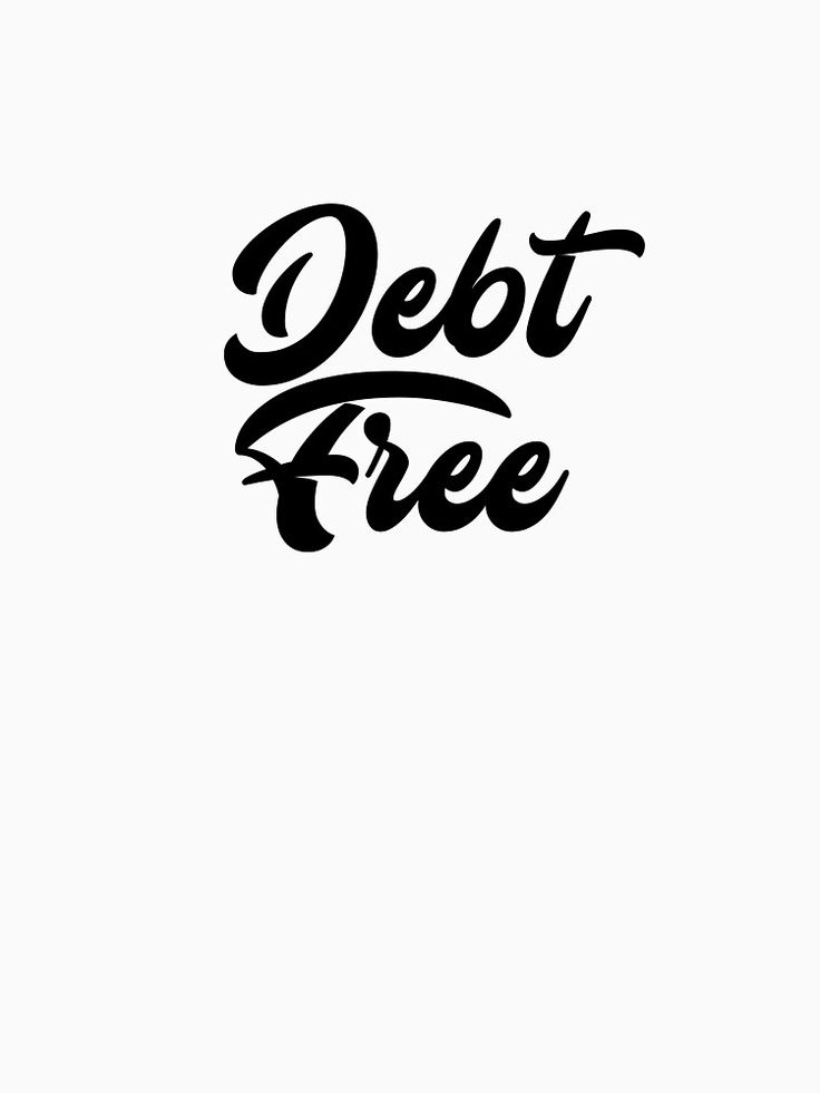 the words debt free are black and white