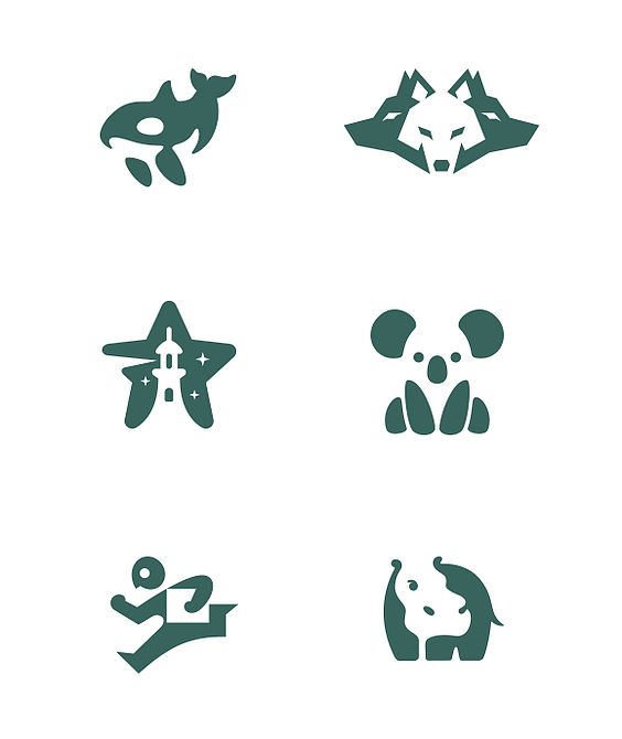 four different logos with animals on them