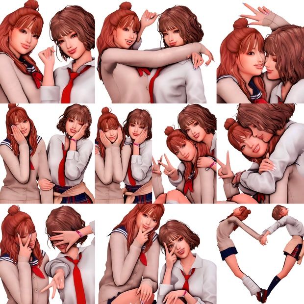 several images of two people hugging each other