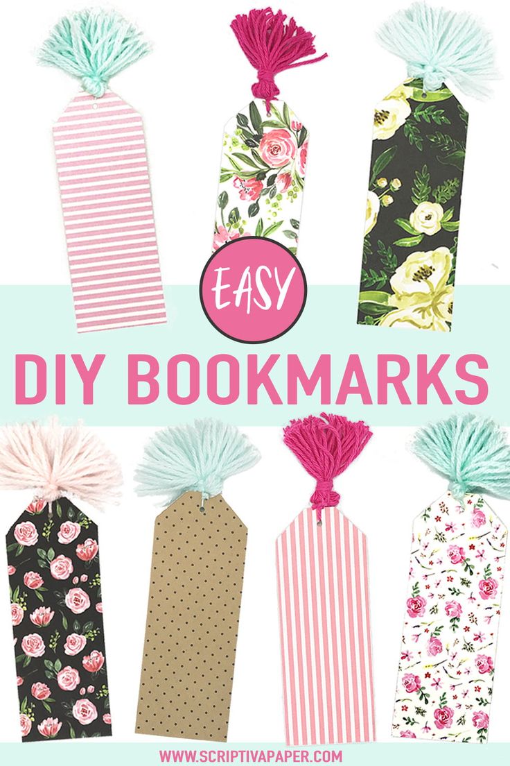 easy diy bookmarks with flowers and tassels on the top, text overlay reads easy diy bookmarks