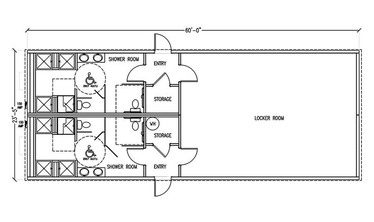 the floor plan for an office with two desks and one room on each side