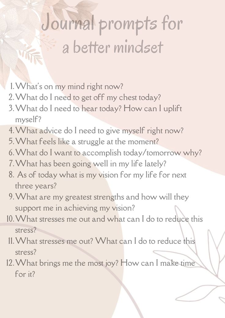 a poem with the words journal prompts for a better mindset written in it