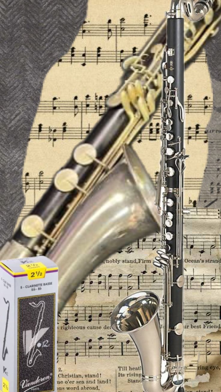 an image of a saxophone and sheet music