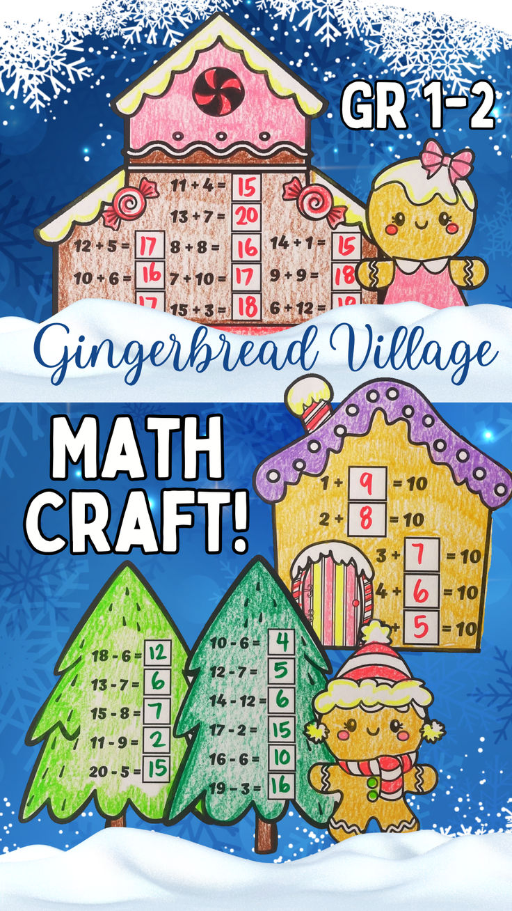 the gingerbread village math craft for christmas