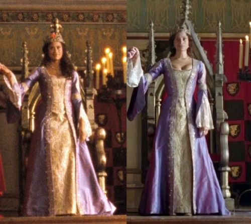 Morgana's dream vs. Reality? Merlin Dresses, Merlin Gwen, Arthur And Gwen, Guinevere Dress, Angel Coulby, Coronation Dress, Merlin Colin Morgan, You Left, Historical Dresses