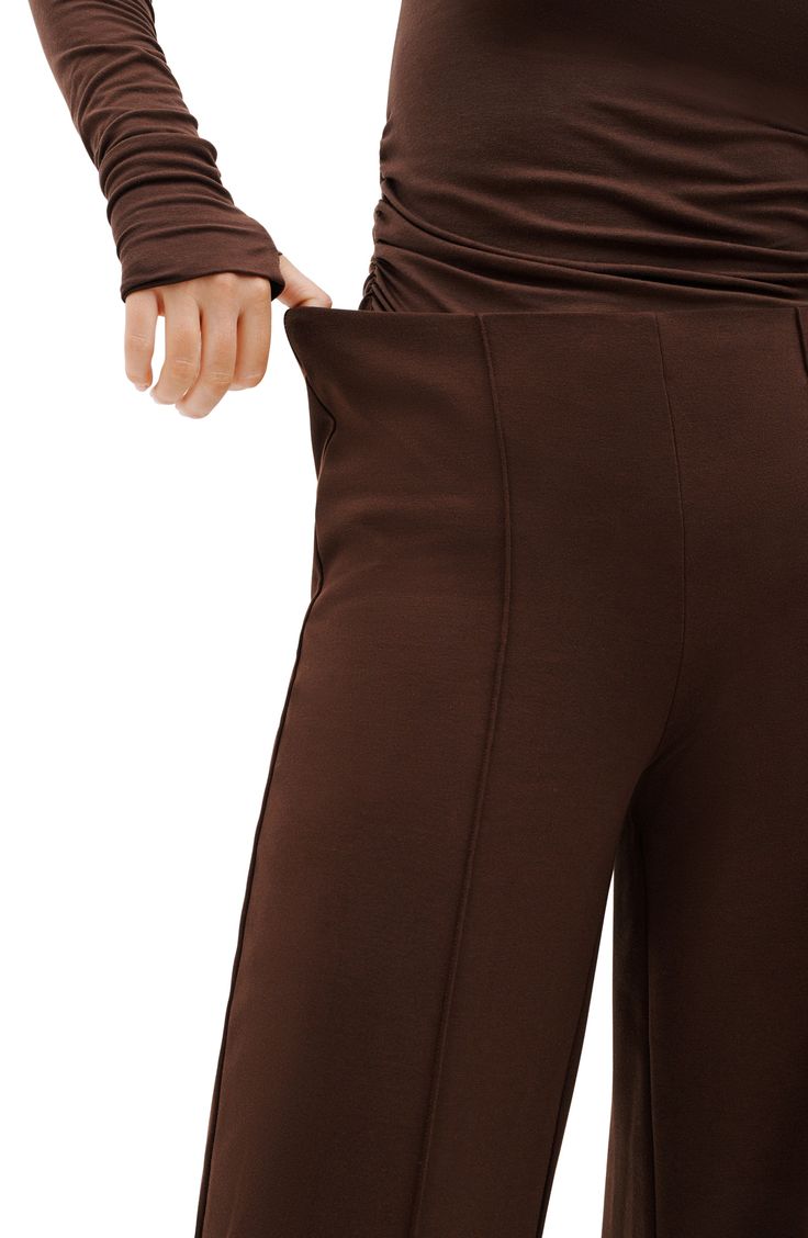 Stylish pintucks add shape to streamlined pull-on pants that are made with generous stretch for added comfort. Pull-on style 60% viscose, 30% polyamide, 10% Lycra® spandex Hand wash, line dry Imported Stretch Viscose Ankle-length Wide Leg Pants, Stretch Viscose Wide-leg Pants, Fall Viscose Bottoms, Elegant Stretch Wide Leg Viscose Pants, Elegant Stretch Viscose Wide Leg Pants, Elegant Stretch Viscose Pants, Fitted High-waisted Viscose Pants, Viscose Stretch Wide Leg Bottoms, Stretch Viscose Wide Leg Bottoms