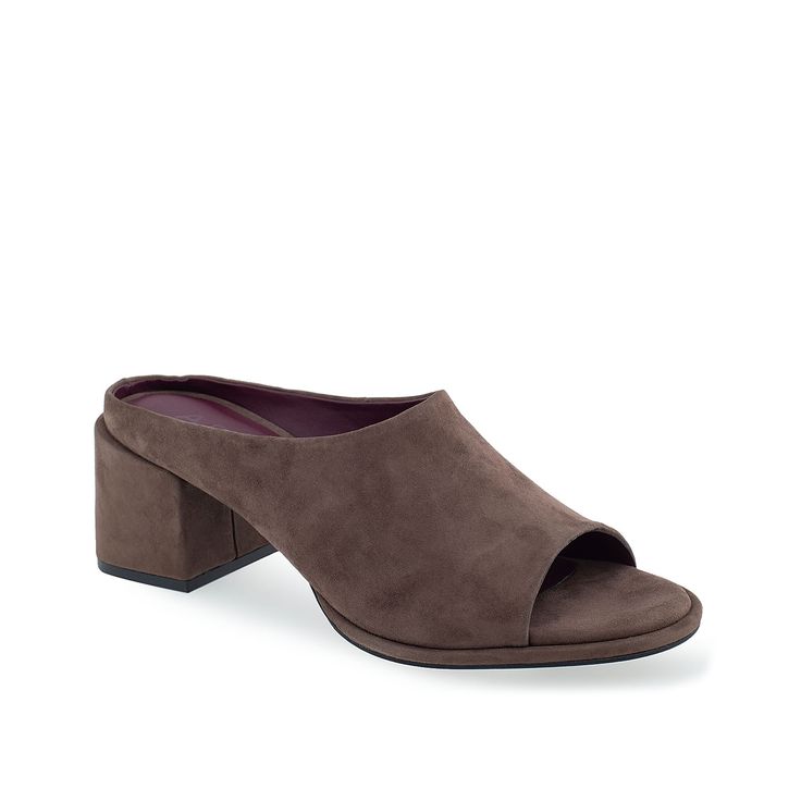 Aerosoles-Ninole Sandal Make your vibrant outfit get a taste of elegance with the Ninole mule from Aerosoles. The slide mule, made with Italian suede upper, stands on a block heel that offers stability. An OrthoLite Foam footbed and Diamond Flex sole offer the comfort and support you need. Vibrant Outfits, Brown Suede, Mule, Block Heels, Make Your, Sandals, Heels