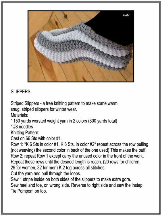 the instructions for crochet slippers are shown in this page, and it is also