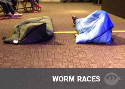 there are two pieces of luggage on the floor next to each other with words that read worm races