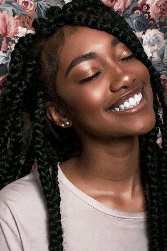 Jumbo Braids Inspiration | Regardless of the length or color, there's just something about supersized plaits that make us feel like a million bucks. Braid Inspiration, Dark Skin Beauty, African Beauty, 인물 사진, Black Girls Hairstyles, Brown Skin, Black Is Beautiful, Beauty Skin, Get Inspired