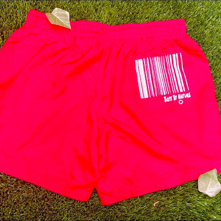 Custom Boss By Nature Nylon Reflective White On Red Purple Shorts . Custom Chrome Tips And Custom Strings . Can Be Worn From At The Night Club , Day Party Or Even Pool Party For The Luxury Eye Catching Look. Fitted Red Athletic Shorts For Summer, Red Athletic Shorts With Short Legs For Summer, Red Workout Bottoms For Spring, Red Relaxed Fit Bottoms For Workout, Red Relaxed Fit Workout Bottoms, Red Athletic Shorts For Spring, Red Athleisure Shorts For Summer, Red Athleisure Shorts For The Beach, Red Athleisure Shorts For Beach