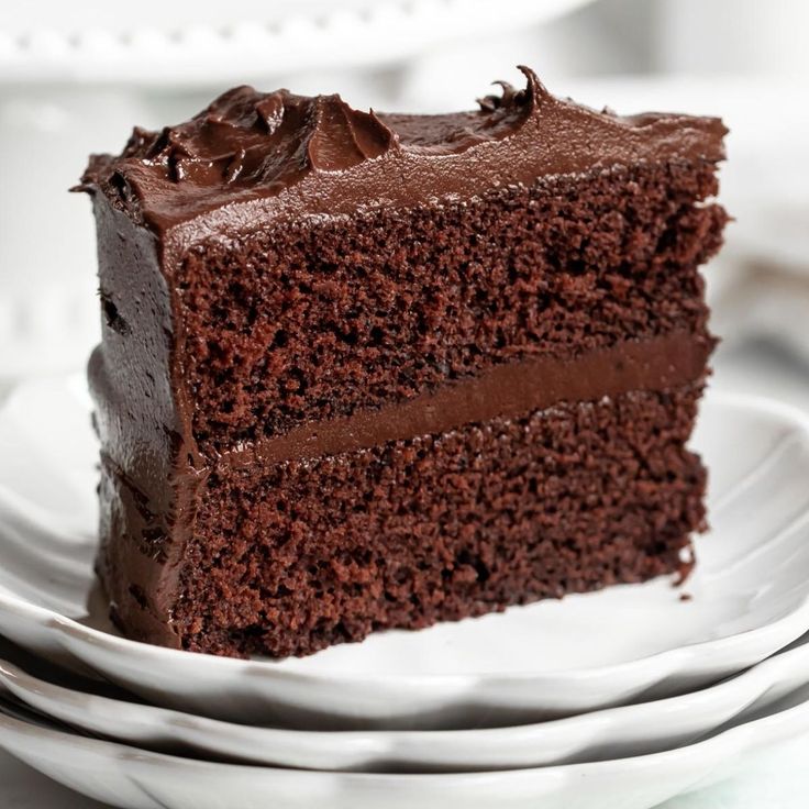 a slice of chocolate cake on a plate