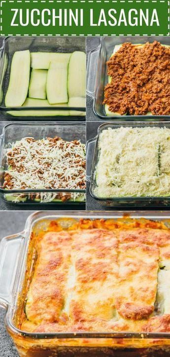 an image of different types of food in casserole pans with the title how to make zucchini lasagna