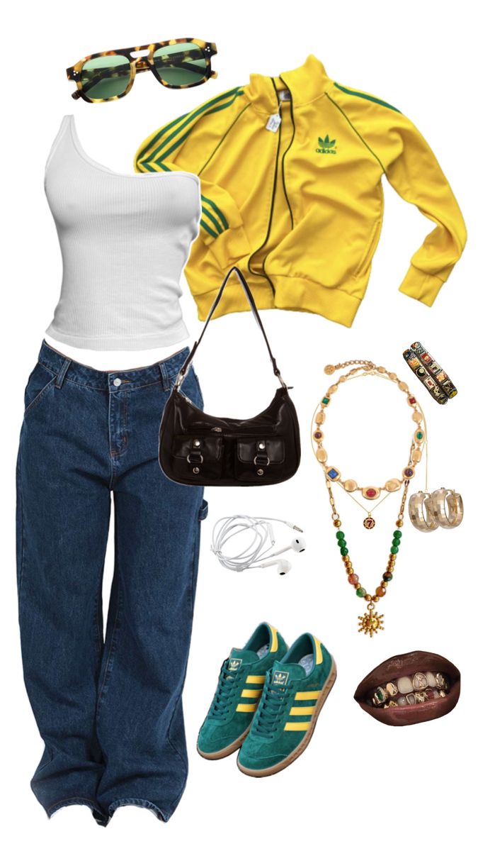 Street Style Outfits Casual, Yellow Streetwear, Wide Leg Denim Pants, Low Rise Baggy Jeans, Mode Zara, Outfit Inspo Casual, Swaggy Outfits, Simple Trendy Outfits, Cute Everyday Outfits