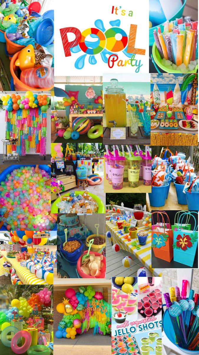 this is a collage of colorful party items