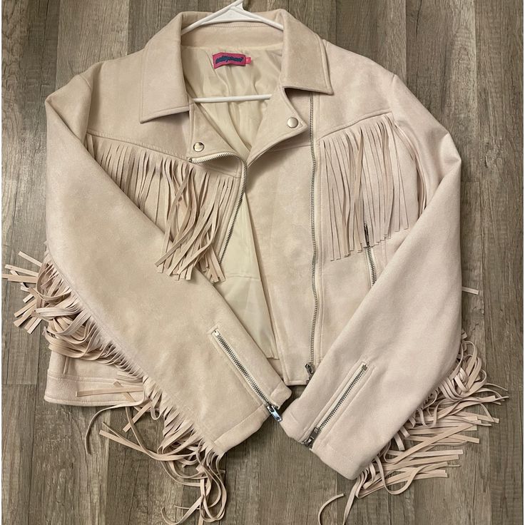 Western Tassel Jacket Heavier Suede Retails $140 New Without Tags No Stains, Still Soft! Chic Fall Outerwear With Tassels, Trendy Winter Outerwear With Fringe, Beige Long Sleeve Outerwear With Fringe, Trendy Winter Outerwear With Tassels, Beige Tasseled Outerwear For Spring, Beige Tasseled Spring Outerwear, Trendy Spring Outerwear With Tassels, Trendy Tasseled Outerwear For Spring, Trendy Outerwear With Tassels For Spring