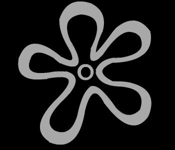 an image of a black and white flower on a dark background with the words, ` person'written below it