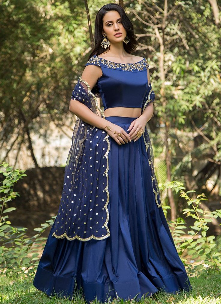 Royal Blue and Gold Embroidered Off Shoulder Lehenga Crop Top Wedding Dress Indian, Wedding Indian Dress, Trending Lehenga, Umbrella Kurti, Indian Designs, Designer Lehengas, Lehnga Dress, Lehenga Blouse Designs, Designer Bridal Lehenga