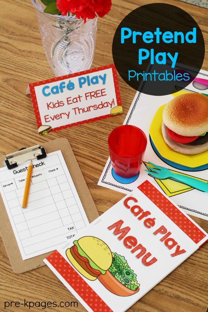 pretend play printables for kids to learn how to make their own menus