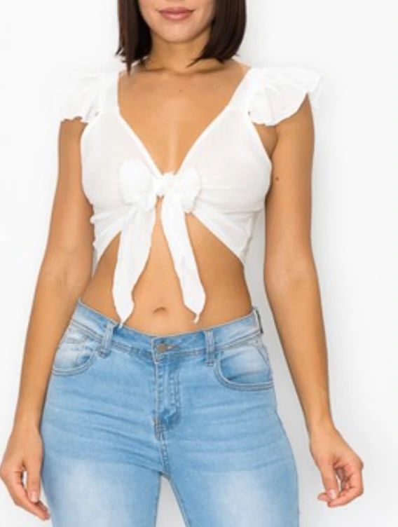 TIE WITH EASE CROP | TOP – N LONGO Flirty Fitted Cropped Crop Top, Flirty Cropped Fitted Crop Top, Flirty Fitted Cropped Top, Slightly Cropped Summer Crop Top For Day Out, Flirty Cotton Crop Top For Spring, Flirty Cropped Top For Spring, Cropped Cotton Top With Tie Back, Cotton Cropped Top With Tie Back, Flirty Cropped Crop Top For Day Out