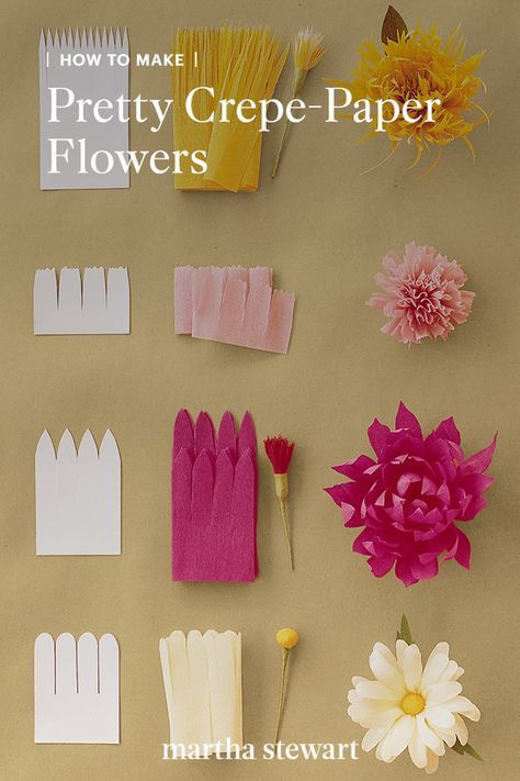 how to make pretty crepe - paper flowers