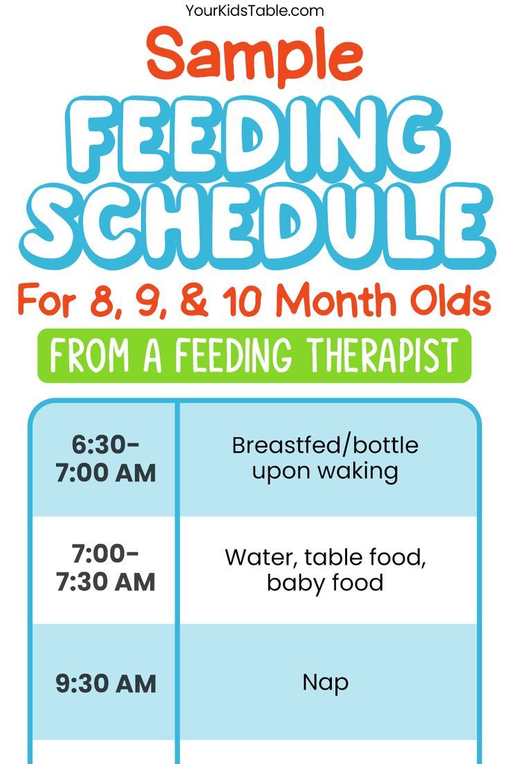 A complete feeding schedule for 8, 9, and 10 month old babies. Plus tips for transitioning to finger foods for an eating schedule with formula or breastmilk. Baby Solid Food Schedule, 10 Month Old Food, 8 Month Old Schedule, 9 Month Old Schedule, Baby Eating Schedule, 10 Months Baby Food, 10 Month Old Baby Food, 9 Month Old Baby Food, 8 Month Old Baby Food