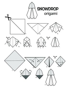 how to make an origami snowdrop - step by step instructions for beginners