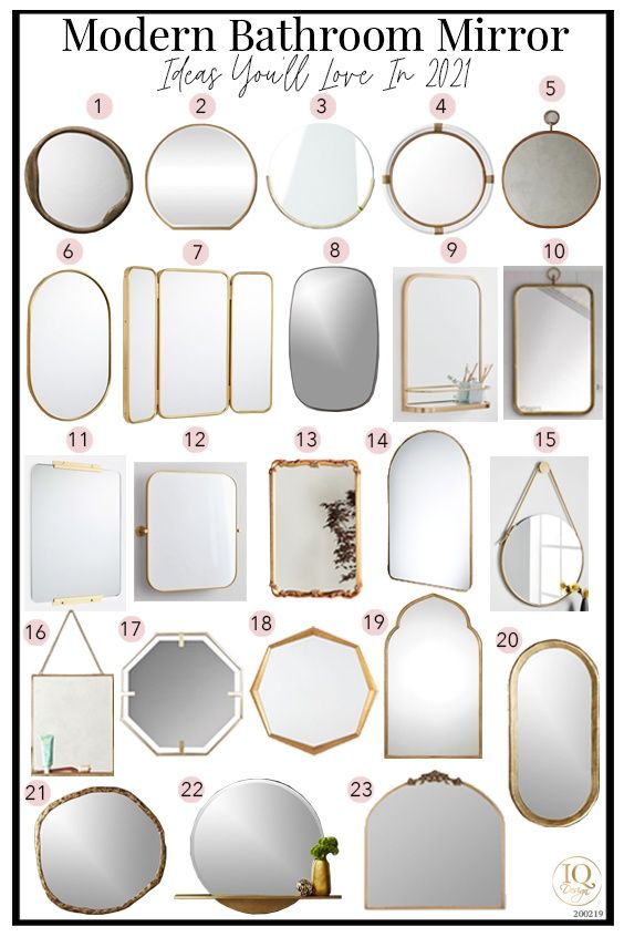 modern bathroom mirror sizes and styles to choose from, including the top one in gold