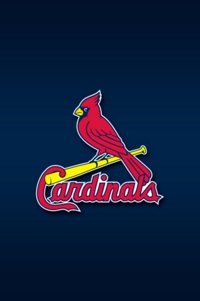 the cardinals logo is shown on a red background with a yellow bat in front of it