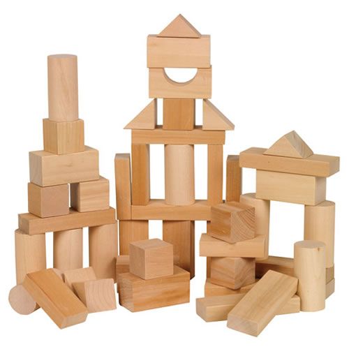 wooden blocks are stacked on top of each other