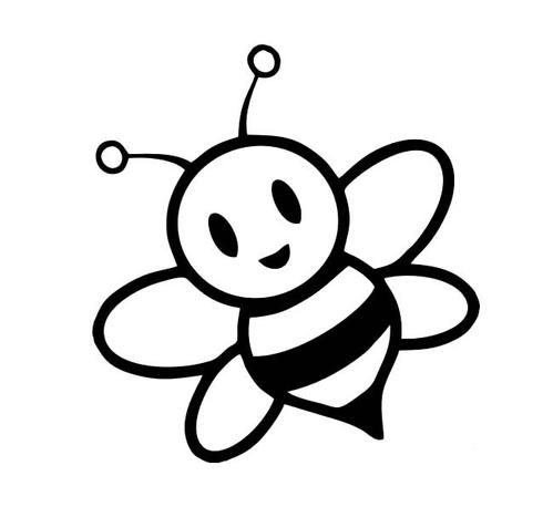 a black and white drawing of a bee