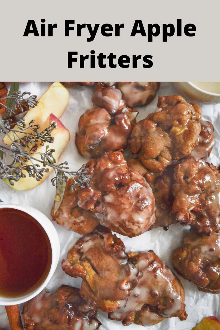 an air fryer apple fritters recipe with apples and cinnamon