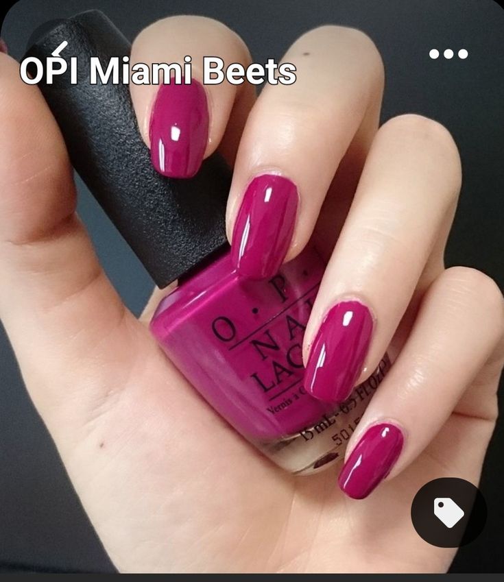 Trendy Natural Nails 2023, Call Mail Colors, Raspberry Color Nails, Miami Beet Opi, Berry Colored Nails, Sparkle Accent Nail, Opi Miami Beet, Accent Nail Ideas, Magenta Nail Polish