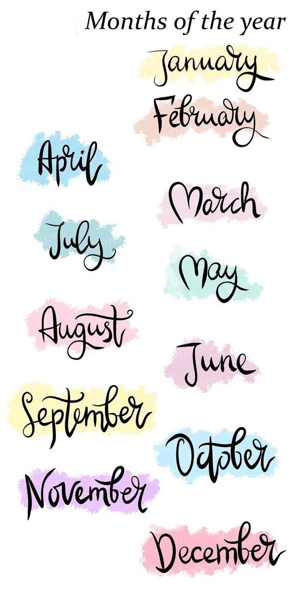 months of the year with watercolor paint