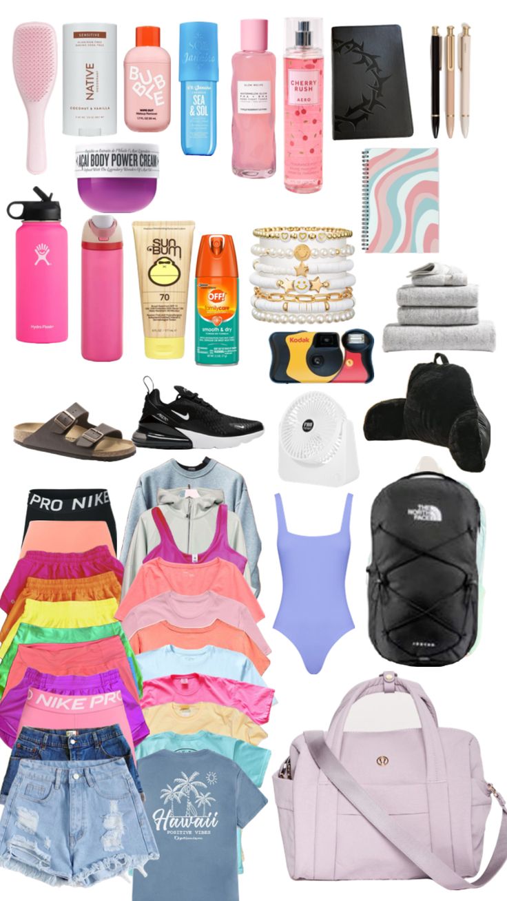 Camp packing Camp Bag Packing, Camp Packing Ideas, Summer Camp Essentials Packing Lists, Things To Pack For A Camping Trip, Bible Camp Outfits, How To Pack For Camp, Things To Pack For Camp, What To Pack Camping, Summer Camp Necessities