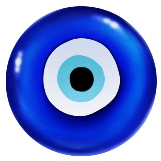 a blue ball with an evil eye on it