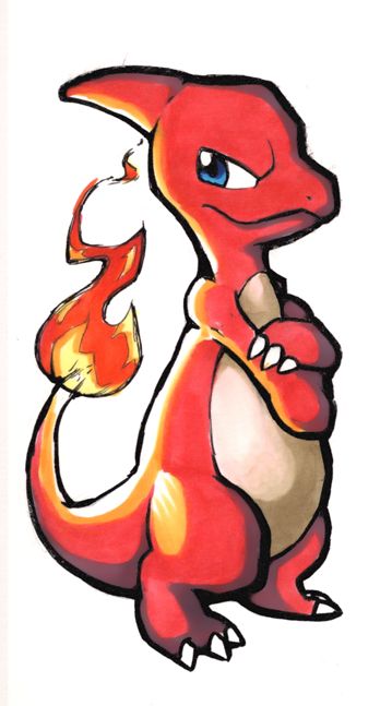 a drawing of a red and orange dragon