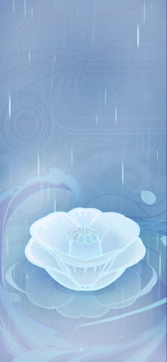 a white flower floating on top of a body of water under a rain soaked sky