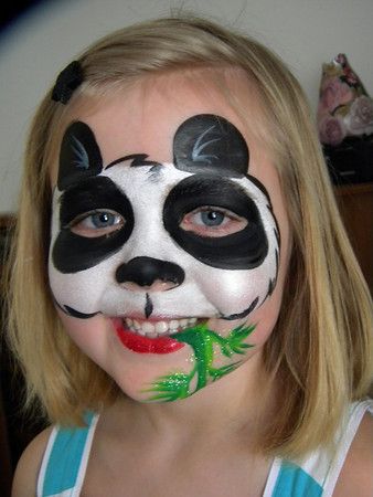 Panda face Viking Face Paint, Panda Makeup, Skeleton Face Paint, Animal Face Paintings, Skull Face Paint, Butterfly Face Paint, Cheetah Face, Doll Face Paint, Face Painting Tutorials