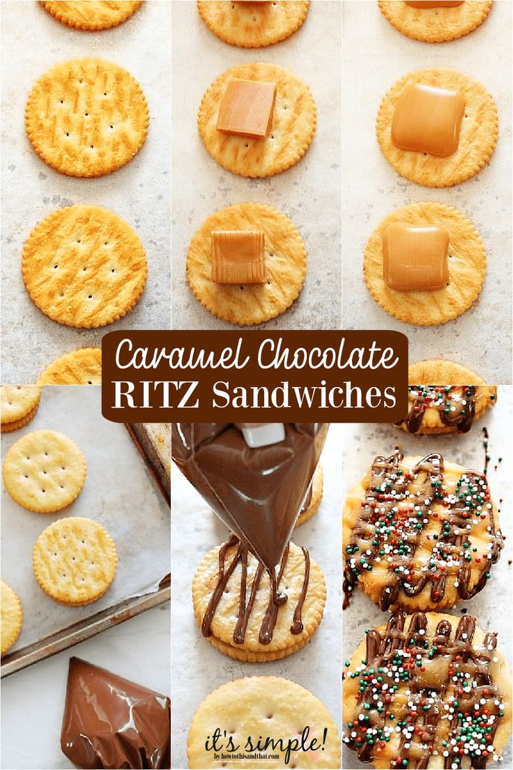 caramel chocolate ritz sandwich sandwiches with pretzels and candy on the side