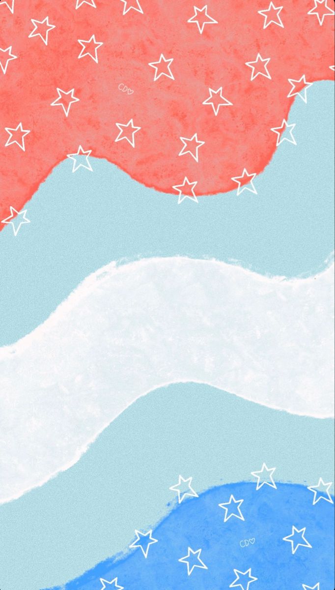 an abstract painting with stars in the sky and on top of a blue, red and white background