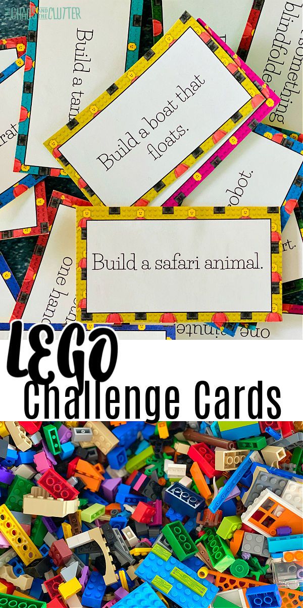 lego challenge cards with the words build a safari animal on them in black and white