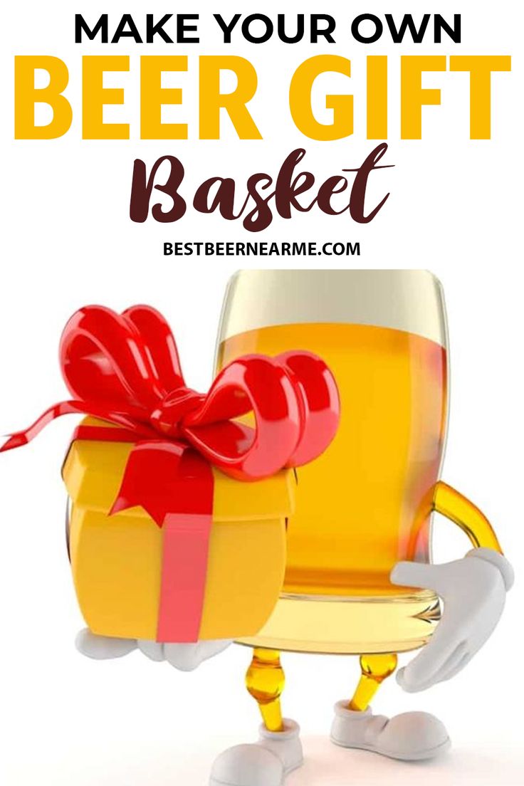 a glass of beer with a red bow on it and the words how to make your own beer gift basket