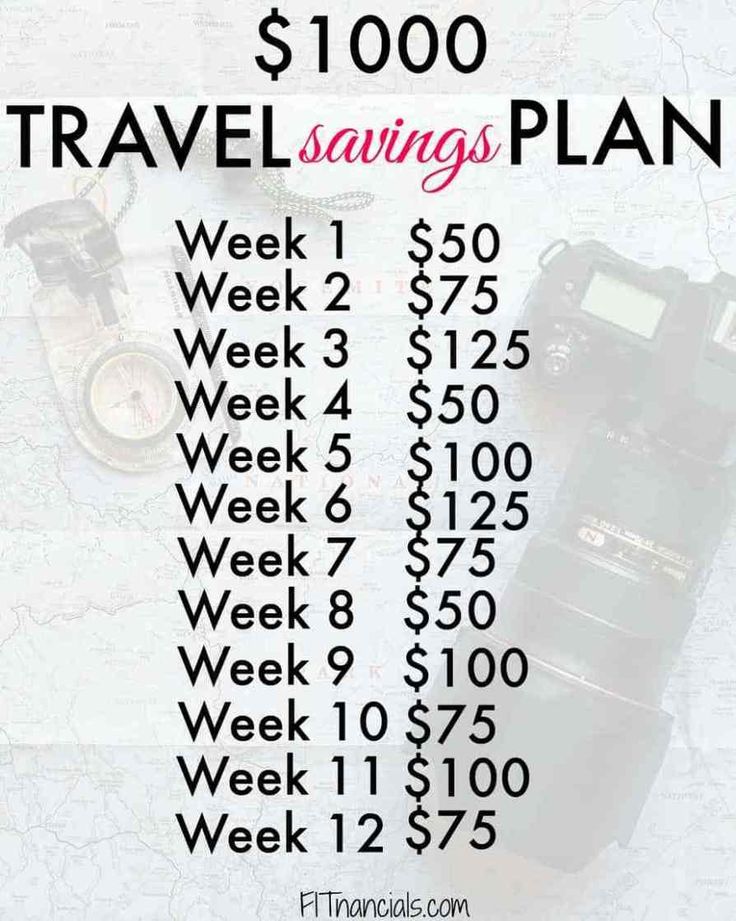 a travel savings sheet with the words, $ 1, 000 travel savings plan