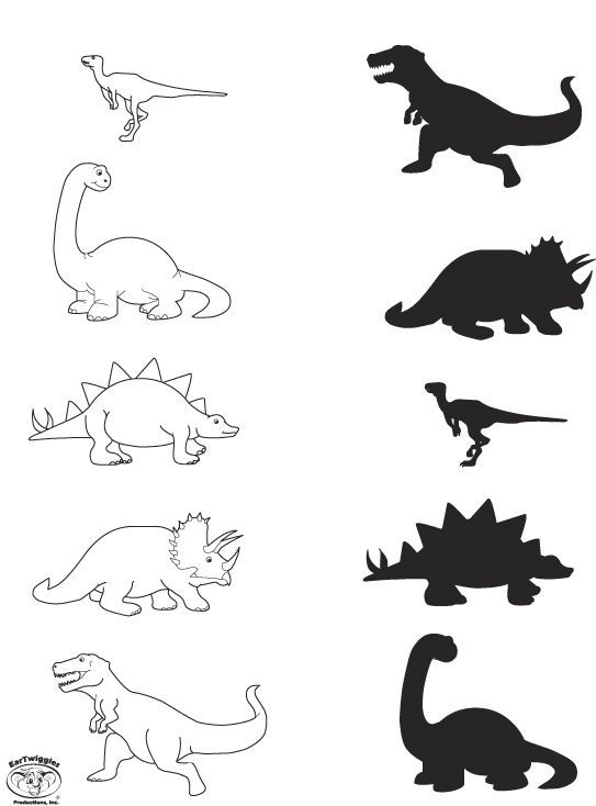 the silhouettes of dinosaurs are shown in black and white